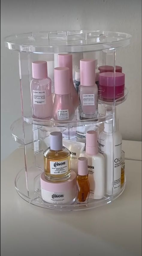 Makeup Organizer Diy, Skincare Organizer, Rotating Makeup Organizer, Freetime Activities, Organizer Diy, Makeup Organization Diy, Cosmetic Display, Perfume Tray, Vanity Bathroom