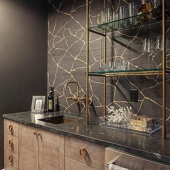 Motorized Cabinet With Hidden Bar Design Ideas - Page 3 Clean Beauty Aesthetic, White Bar Cabinet, Wet Bar Cabinets, Wet Bar Sink, Black Marble Countertops, Bar Cabinet Design, Wet Bar Designs, Shelves Decor, Transitional Kitchen Design