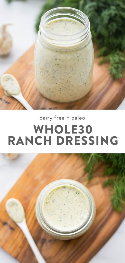 Whole30 Ranch, Dump Ranch, Paleo Ranch Dressing, Paleo Ranch, Dairy Free Ranch Dressing, Dairy Free Bread, Dairy Free Snacks, Ranch Dressing Recipe, Whole 30 Diet