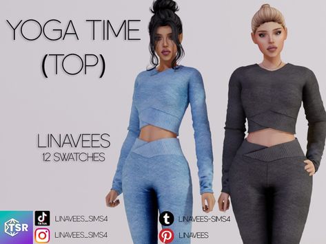 The Sims Resource - RUTH - YOGA TIME (TOP) Cas Sims 4, Gym Dress, Cc Sims4, Yoga Time, Tumblr Sims 4, Sims 4 Gameplay, Yoga Times, Sims 4 Mods Clothes, Sims 1