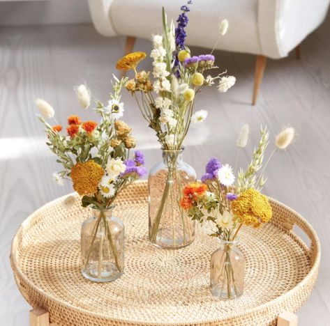 Wildflower Centerpieces, Flower Table Decorations, Bloom And Wild, Dried Flowers Wedding, Wildflower Baby Shower, Flowers In Jars, Flower Vase Arrangements, Flower Party, Flower Centerpieces Wedding