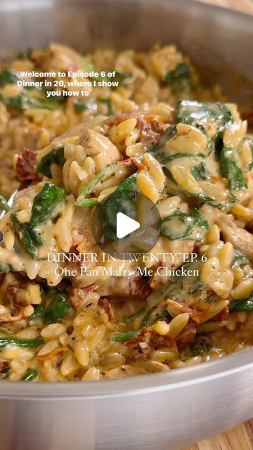 Nicole Keshishian Modic | KALEJUNKIE® on Instagram: "Follow @kalejunkie for more! ONE PAN MARRY ME CHICKEN ORZO is what’s on the menu for Episode 6 of Dinner in 20, which you can totally do if you work fast :) In this dinner series, I share how to make easy, nourishing recipes that look and taste like a restaurant without spending all day in the kitchen—and this one is truly the best yet! Perfect for any day of the week or even a romantic night at home, it’s up to you. ⁣ ⁣ 1.5 lbs boneless, skinless chicken breast, cut up into cubes⁣ 2 tb olive oil⁣ 4-5 cloves garlic, mashed⁣ 3/4 cup sun-dried tomatoes, in oil, drained⁣ 2 tsp italian seasoning⁣ 2 tsp paprika⁣ 1/2 tsp kosher salt⁣ 1 tsp ground black pepper⁣ 1 cup orzo⁣ 2 1/2 cups chicken broth (or water)⁣ 3/4 cup full fat coconut milk or he Romantic Night At Home, Tomatoes In Oil, Orzo Salad Recipes, Nourishing Recipes, Marry Me Chicken, Orzo Recipes, Chicken Orzo, Garlic Mashed, Sun Dried Tomatoes