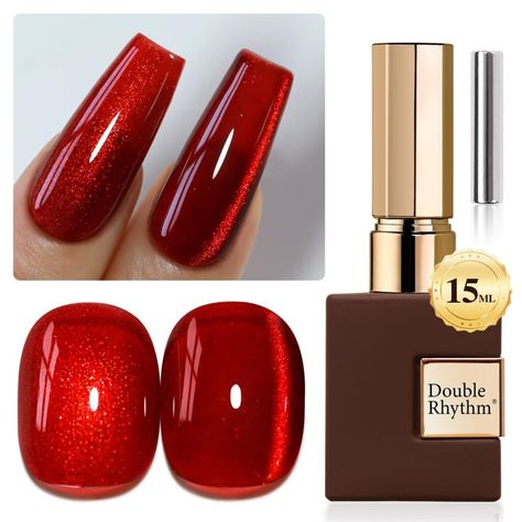 Cat Eye Nail Polish Gel Nails Minimalist, Rhythm 0, Sparkle Gel Nails, Unique Nail Polish, Cat Eye Nail Polish, Red Gel Nails, Cat Eye Nail, Magnetic Nail Polish, Different Color Nails