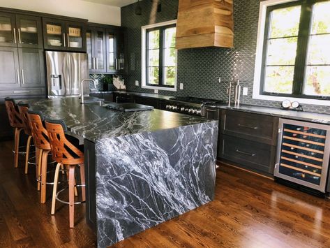 Black Forest Granite Kitchen Tega Cay Black Forest Granite, Green Granite Kitchen, Black Granite Kitchen, Granite Kitchen Counters, Types Of Granite, Granite Worktops, Leather Granite, Absolute Black Granite, Black Granite Countertops