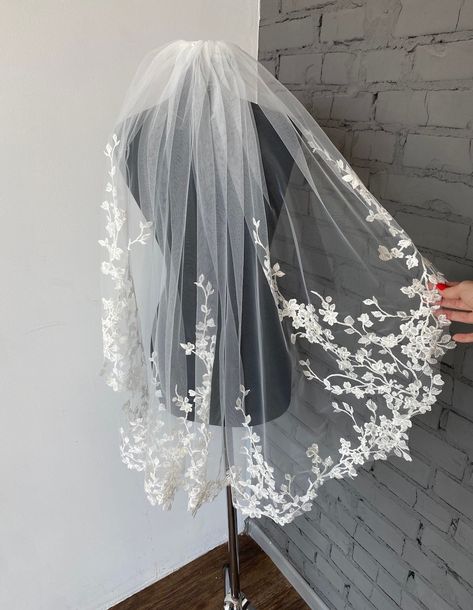 Wedding Veil Short Veil Wedding Lace Bridal Veil Lace Veil - Etsy UK Short Veil Wedding, Wedding Veil Short, Small Veil, Elbow Veil, Short Veils Bridal, Floral Wedding Veils, Veil Short, Wedding Veils Short, Lace Veils Bridal