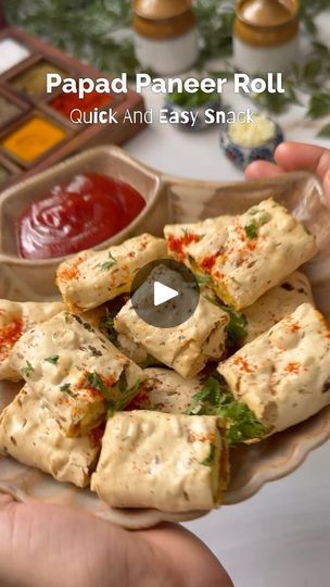 394K views · 15K reactions | Papad Paneer Roll | Quick And Easy Snack 
.
Ingredients 
Paneer - 5,6 slices 
Red chilli powder - 1 tsp
Turmeric powder - 1 tsp
Coriander powder - 1 tsp
Coriander - 1 tbsp
Lemon juice - 1 tsp
Urad Dal Papad 

#foodporn #foodblogger #food #foodie #healthyfood #foodpics #yumm #yummy #delicious #cooking #trending #viralreels #viral #foodlover #instafood #foodism #yummyfood #yummyyummy #foodlovers #oddy #papad 
Oven / Airfryer : Bake 180 degree for 10 minutes | Foodie Gujarati | Mohit Chauhan · Rang Lageya Paneer Recipes Indian Snacks, Papad Recipe Indian, Quick Snacks Easy Indian, Paneer Roll, Paneer Snacks, Vegetarian Recepies, Urad Dal, Red Chilli Powder, Paneer Recipes