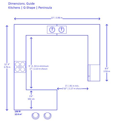 G-shaped Kitchen Layout | EdrawMax | EdrawMax Templates U Shaped Kitchen Floorplan, G Shaped Kitchen Layout With Peninsula, 8x8 Kitchen Layout, Kitchen G Shape, Peninsula Kitchen Design Layout, Horseshoe Kitchen Layout, G Shaped Kitchen With Peninsula, G Shape Kitchen, G Shaped Kitchen Layout