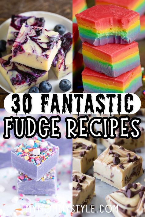 A collection of fantastic fudge recipes to try at home. Everything from classic chocolate to candy bar flavors. Find a new favorite fudge recipe here! Family Fudge Lunches, Gourmet Fudge Flavors, Fun Homemade Recipes, Candy Making Recipes At Home, Easy Cool Recipes, Different Fudge Recipes, Best Homemade Fudge Recipes, Best Candy Recipes, Summer Fudge Recipes