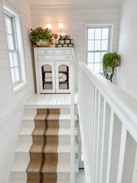 Stairs Runners, Stairway Ideas, Top Of Stairs, Stair Makeover, Cozy Things, Liz Marie, Top Of The Stairs, Liz Marie Blog, Simple Home Decor