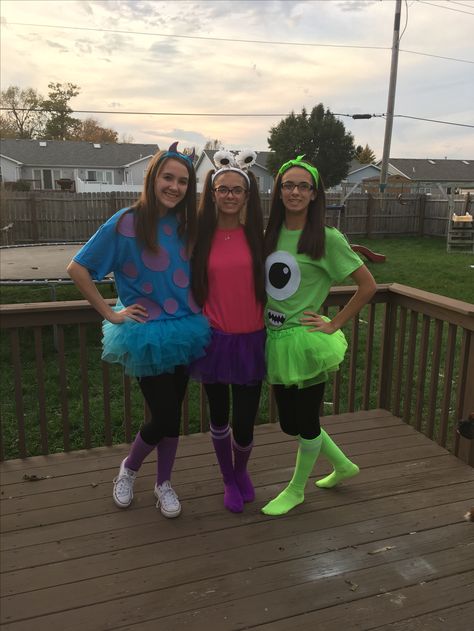 Monsters Inc. Halloween Costume Monsters Inc Teacher Costume, Disney Dress Up Day School, Monsters Inc Family Costume, Monsters Inc Costumes, Sully And Boo Costume, Monsters University Costumes, Rugrats Costume, Monsters Inc Halloween Costumes, Trio Ideas