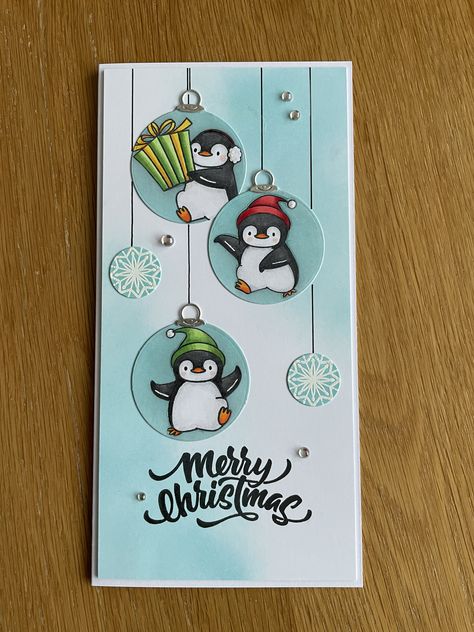 Penguin Birthday Cards, Stampin Up Penguin, Christmas Greeting Cards Diy, Penguin Christmas Cards, Christmas Diary, Funny Family Christmas Cards, Penguin Birthday, Create Christmas Cards, Stamped Christmas Cards