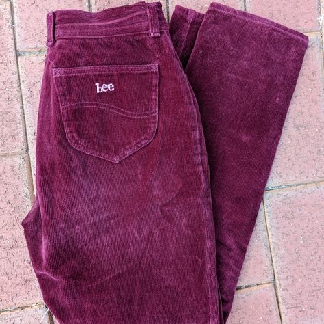 Vintage 70s Burgundy LEE High Waisted Corduroy Jeans Thrifted Jeans, Burgundy Colour, Chunky Knit Jumper, Jewel Tone Colors, Lee Denim, Corduroy Jeans, Lee Jeans, Burgundy Color, Knit Jumper