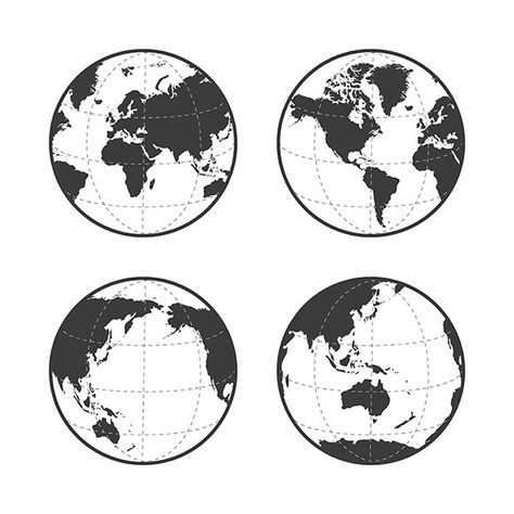 Earth globes set by Alex Oakenman on @creativemarket World Globe Tattoos, World Travel Tattoos, Globe Tattoo, Earth Vector, World Map Tattoos, Globe Tattoos, Globe Earth, Earth Tattoo, Map Tattoos