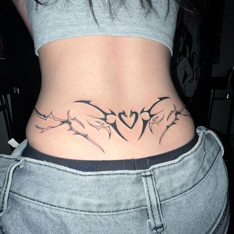 Lower Back Tattoo, Tramp Stamp Tattoos, Punk Tattoo, Waist Tattoos, Grunge Tattoo, Back Of Neck Tattoo, Tatuaje A Color, Back Tattoo Women, Aesthetic Tattoo