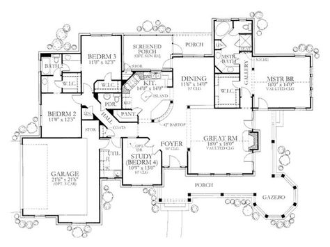 House Plans 1 Story, Rambler House Plans, One Bedroom House Plans, 5 Bedroom House Plans, One Bedroom House, Cabin Floor, 2 Bedroom House Plans, Country Style House Plans, Traditional House Plans