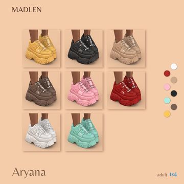 Aryana Sneakers | Madlen sur Patreon Sims 4 Chunky Sneakers, Sims 4 Cc Chunky Shoes, Sims Shoes, Los Sims 4 Mods, Cc Patreon, Alpha Cc, Chunky Platform Sneakers, Cc Shoes, Cc Clothes