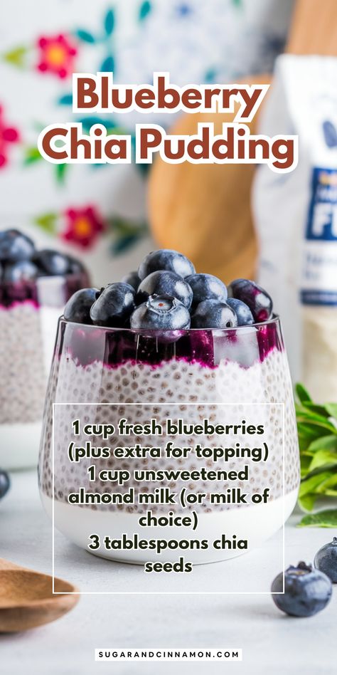 Healthily satisfy your sweet cravings with Blueberry Chia Pudding! This creamy pudding is packed with fresh blueberries and chia seeds, offering a deliciously simple treat loaded with fiber and antioxidants. Chia Seed Pudding Blueberry, Blueberry Chia Seed Pudding, Chia Seed Pudding Recipes, Blueberry Chia Pudding, Chai Seed, Blueberry Pudding, Chia Pudding Recipe, Acai Bowls Recipe, Chia Seed Recipes Pudding