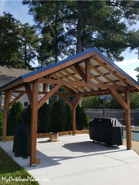 Wood Gazebo Diy, Pavilion Plans Diy, Gazebo Building Plans, Gazebo Plans Diy Step By Step, How To Build A Gazebo, Rustic Pergola Ideas, Gabled Pergola, Home Pavilion, Gazebo Plans Diy