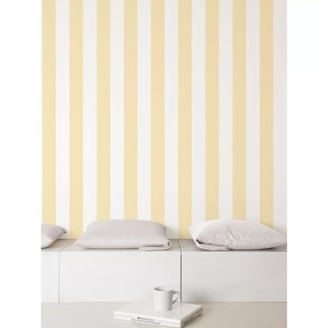 Galerie Wallcoverings Smart Stripes 2 Striped Vinyl Wallpaper Double Roll | Perigold Yellow Striped Wall, Striped Wallpaper Hallway, Striped Hallway, Wallpaper Hallway, Baby Nursery Inspiration, Smooth Wallpaper, Striped Walls, Stripe Wallpaper, Stripes Wallpaper