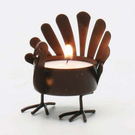 Standing Turkey Metal Tealight Candle Holder | Thanksgiving | Autumn & Fall Decorations Thanksgiving Projects, Unique Candle Holders, Large Candle Holders, Tealight Candle Holder, Fall Tablescapes, Thanksgiving Ideas, Tealight Candle, Clay Art Projects, Tealight Holder