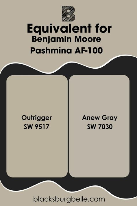 There’s no equivalent paint color from Sherwin Williams to match Benjamin Moore’s Pashmina. This is because every paint color is unique. However, Sherwin Williams’ Outrigger SW 9517 is so similar to Pashmina that they are the same color except from different brands. Anew Gray SW 7030 is also similar to Pashmina in many ways. Sw Outrigger, Sherwin Williams Outrigger, Outrigger Sherwin Williams, Slate Blue Paint Colors, Benjamin Moore London Fog, Benjamin Moore Pashmina, Slate Blue Paint, Benjamin Moore Wythe Blue, Dark Gray Paint Colors