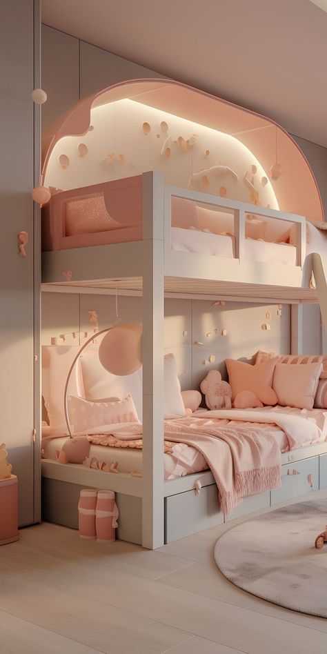 Child Bedroom Ideas, Unique Bunk Beds, Girls Bunk Beds, Luxury Kids Bedroom, Bedroom Ideas For Small Rooms, Child Bedroom, Kids Room Interior Design, Classy Bedroom, Bunk Bed Designs