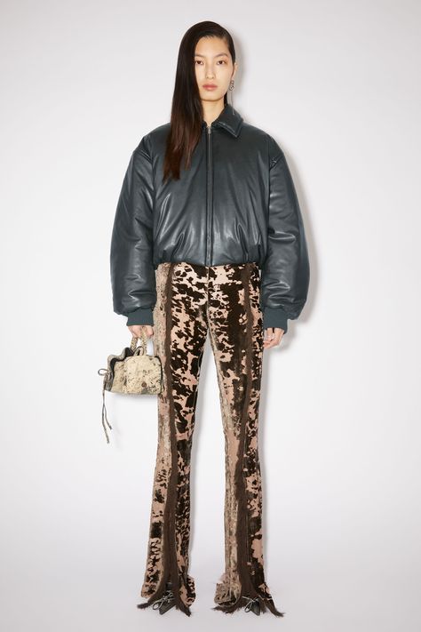 Shoulder Acne, Acne Studios Jacket, Asymmetrical Blouse, Studio Logo, Printed Trousers, Lace Up Heels, Deep Green, Hip Length, Patch Logo