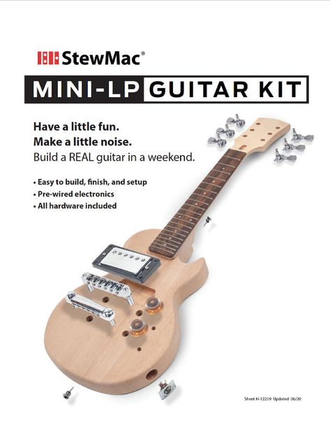 Mini LP-Style Electric Guitar Kit | stewmac.com Guitar Knowledge, Mini Electric Guitar, Electric Guitar Kits, Guitar Books, Mini Guitar, Guitar Kits, Guitar Lovers, Mini Electric, Assembly Instructions