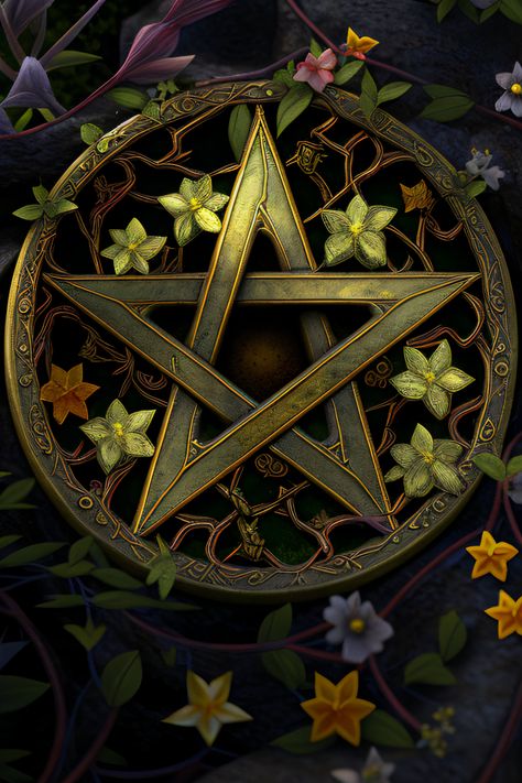 Pagan Illustration, Pentacle Tarot, Pentacle Art, Wiccan Wallpaper, Wiccan Art, Witch Wallpaper, Nature Witch, Qhd Wallpaper, Halloween Facts