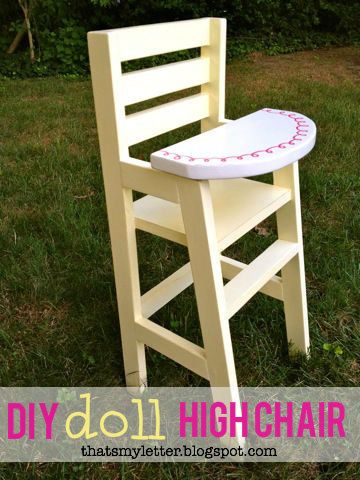 Swingset Ideas, Diy Babydoll, Painted High Chairs, Cradle Woodworking Plans, Diy Outdoor Toys, Doll High Chair, Cute Desk Chair, Chair Woodworking Plans, Doll Cradle