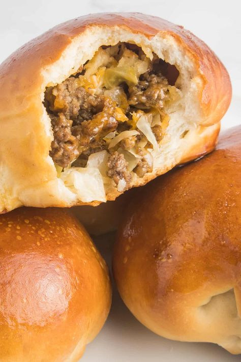 Runza Recipe Ronza Recipe, Runzas Recipe Nebraska, Runzas With Rhodes Rolls, Runzas Recipe With Frozen Bread Dough, Runza Recipe Nebraska, Easy Runza Recipe, Homemade Runzas, Homemade Runza, Cabbage And Cheese