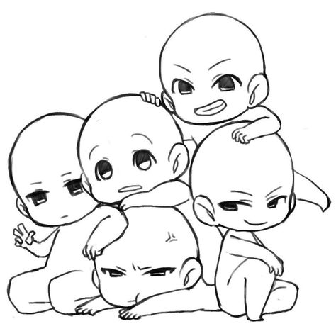 Chibi Friends, Chibi Inspiration, Chibi Sketch, Draw The Squad, Drawings Of Friends, Drawing Expressions, Drawing Templates, Chibi Drawings, Anime Drawings Tutorials