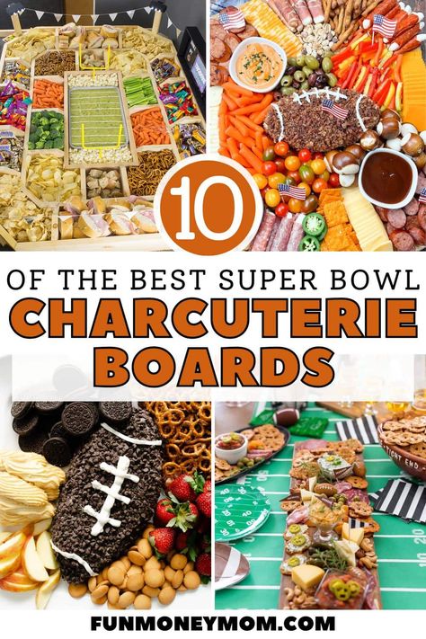 Super Bowl Themed Charcuterie Board, Fun Super Bowl Food, Charcuterie Board Ideas For Football Game, Super Bowl Party Food Charcuterie, Ideas For Super Bowl Food, Fun Superbowl Party Food Ideas, Super Bowl Menu Ideas Dinners, Fun Super Bowl Games, Charcuterie Board Ideas For Football