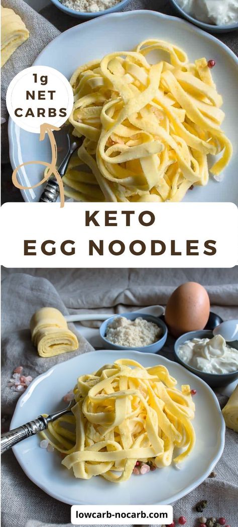 Homemade Keto Egg Noodles recipe with a perfect texture and only 4 ingredients