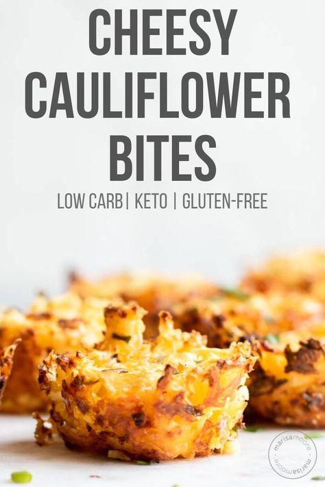 These easy cheddar chive cauliflower bites are the perfect healthy appetizer for your next party! This is healthy party food - an easy recipe with cauliflower! Snack Appetizers, Recipe With Cauliflower, Baked Cauliflower Bites, Shower Appetizers, Healthy Party Food, Riced Cauliflower, Cheesy Cauliflower, Cauliflower Bites, Cheese Bites