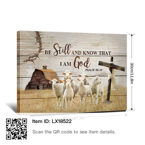 Modern Farmhouse Living Room Wall Decor, I Shall Not Want, Barn Wall Art, Farmhouse Canvas, Barn Pictures, The Lord Is My Shepherd, Barn Painting, I Am God, Be Still And Know