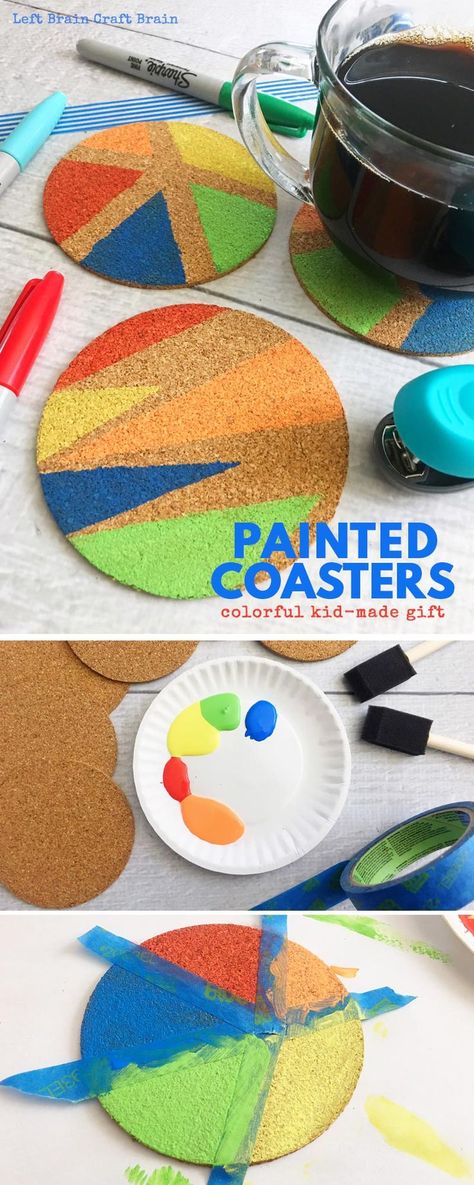 Create these beautiful DIY painted coasters for your Mother's Day gift or Father's Day gift! It's a math art activity for your creative kids that like creating homemade gifts. #STEAM #STEM #art  via @craftbrain Math Art Activities, Stem Art, Brain Craft, Homemade Coasters, Painted Coasters, Easy Mother's Day Crafts, Gifts Homemade, Kids Homemade, Cadeau Parents