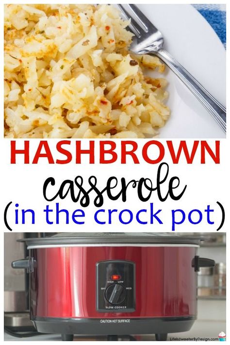 This hashbrown casserole is so easy to make in the crock pot or slow cooker. A great side dish that goes great with any meal. Cheesy hash browns for the whole family. #potatoes #slowcooker #crockpot #hashbrowns #casseroles Crock Pot Hashbrown Casserole, Casserole With Hashbrowns, Crockpot Hashbrown Casserole, Breakfast Casserole With Hashbrowns, Hashbrown Casserole, Hashbrown Breakfast Casserole, Easy Brunch Recipes, Hashbrown Recipes, Crockpot Breakfast