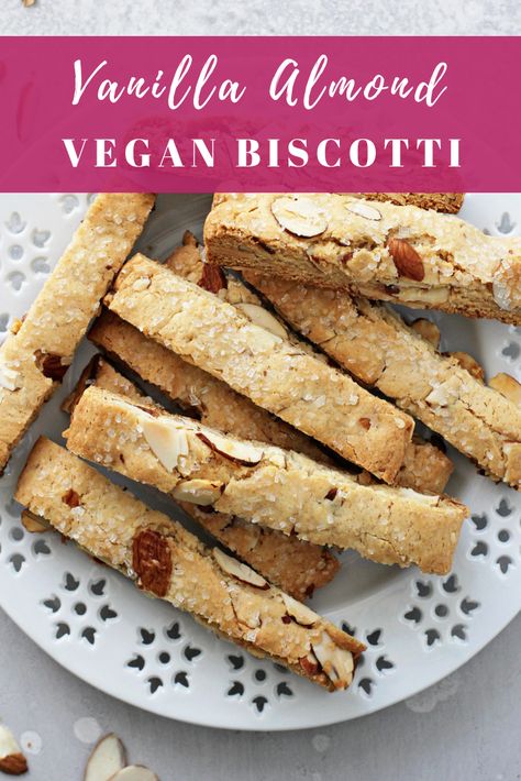 Biscotti Recipe Vegan, Vegan Biscotti Recipe, Vegan Biscotti, Bingo Prizes, Vegan Baking Recipes, Almond Biscotti, No Dairy, Cookies Vegan, Biscotti Recipe