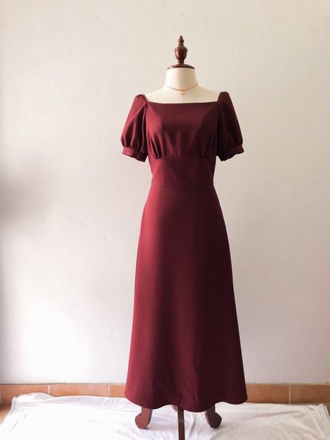 Snow White dress for Victoria | Etsy Snow White Dress, Snow White Dresses, Dark Maroon, Victorian Vintage, Marie Antoinette, Special Occasion Dresses, Occasion Dresses, Square Neck, Mother Of The Bride