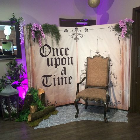 Fairy Tale Float Ideas, Oversized Book Prop, Once Upon A Dream Party, Fairytale Window Display, Giant Book Display, Fairytale Stage Design, Once Upon A Prom Theme, Fairytale Homecoming Float, Disney Theme Christmas Party