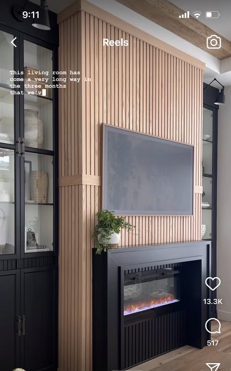 Beadboard Above Fireplace, Wood Above Fireplace, Room Panelling, Tv Bar, Above Fireplace, Fireplace Redo, Basement Fireplace, Type Of Wood, Fireplace Update