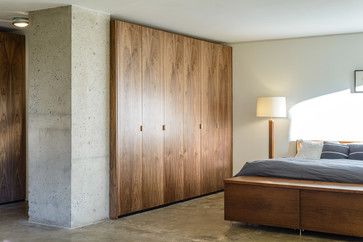 Walnut IKEA Closet - contemporary - Bedroom - New York - Semihandmade Stockholm Wardrobe, Custom Bifold Closet Doors, Ikea Closet Doors, Custom Closet Doors, Ikea Closet Hack, Ikea Pax Hack, Armoire Ikea, Armoire Pax, Ikea Pax Closet