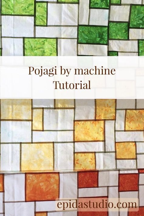 This is a modern interpretation of the ancient Korean art of pojagi. Use it to create window coverings that look like stained glass. Pojagi Tutorial How To Sew, Pojagi Tutorial, Ancient Korean Art, Pojagi Patchwork, Korean Pojagi, Korean Patchwork, Korean Crafts, Patchwork Curtains, Patchwork Tutorial