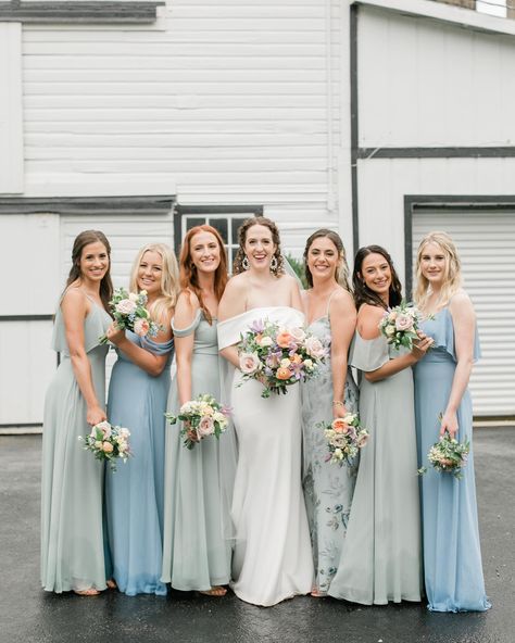 Sage Green Wedding Dress, Mismatched Green Bridesmaid Dresses, Light Green Bridesmaid Dresses, Sage Green Bridesmaid Dresses, Sage Green Bridesmaid, Blue Green Wedding, Light Blue Bridesmaid Dresses, Dusty Blue Bridesmaid, Light Blue Bridesmaid