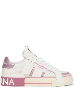 Dolce And Gabbana Shoes, Designer Sneakers Women, Dolce Gabbana Sneakers, Pink Details, Dolce Gabbana Shoes, Gucci Bamboo, White Leather Sneakers, Gucci Leather, Swag Shoes