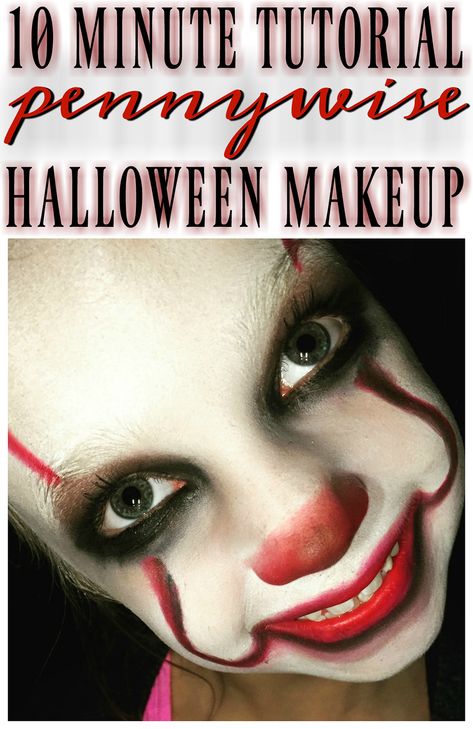 Pennywise the Clown Halloween Makeup Tutorial for Kids - Quick & Easy! #Halloween #ITMovie #Clown How To Do Pennywise Makeup, Clown Makeup Boys For Kids, Clown Costume Diy Scary, Boys Clown Makeup, Diy Scary Clown Makeup, Kids Creepy Clown Makeup, Diy Pennywise Costume Kids, Pennywise Makeup Boy, Creepy Clown Makeup For Kids