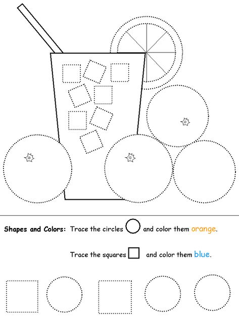 shapes recognition practice worksheet Circle And Square Worksheet, Lemonade Coloring Pages, Pre K Worksheets, Lemon Crafts, Shapes Preschool, Free Shapes, Alphabet Preschool, Free Preschool, Tracing Worksheets