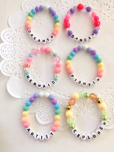 Word bracelet dreamer fighter personalized stretchy kids | Etsy Pulseras Kandi, Pony Bead Bracelets, Kids Bracelet, Homemade Bracelets, Diy Beaded Bracelets, Word Bracelet, Clay Bracelet, Diy Bracelet Designs, Kids Bracelets