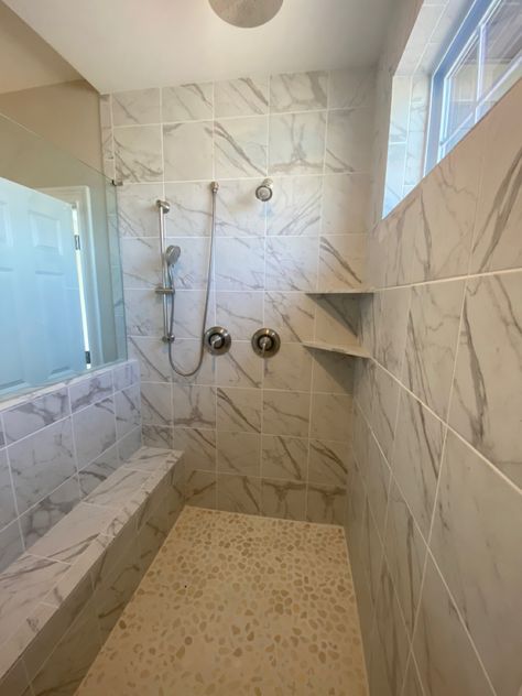 Calcutta Porcelain Tile Bathroom, Calcutta Gold Shower Walls, Calacutta Bianco Porcelain Tile Bathroom, Daltile Costar Calacatta Empire, Calacatta Vecchia Ceramic Wall Tile, Tile Bathroom, Bathroom Interior, Alcove Bathtub, Wall Tiles